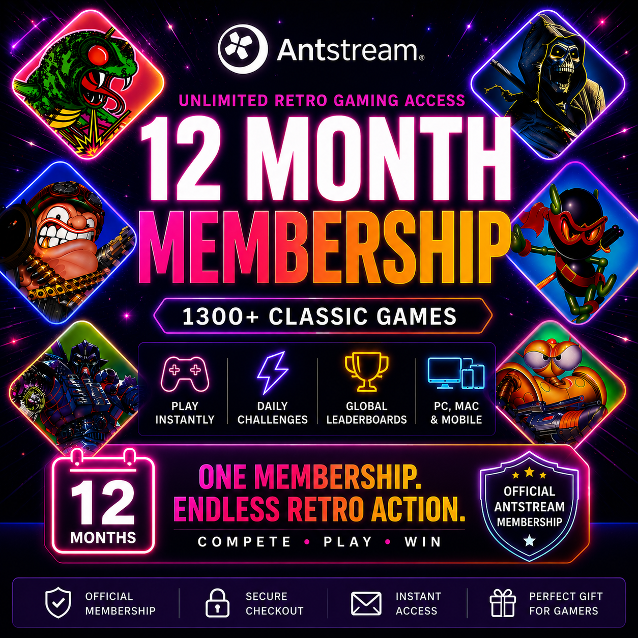 DIGITAL ONLY: Antstream Arcade – 12 Month Membership