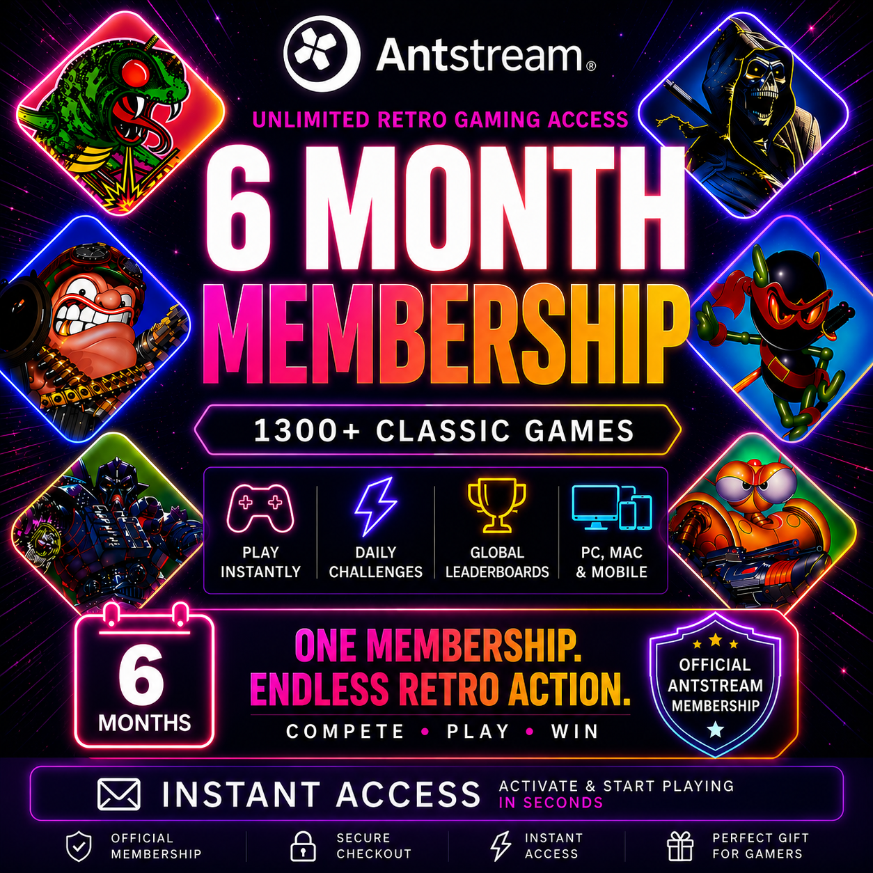 DIGITAL ONLY: Antstream Arcade – 6 Month Membership